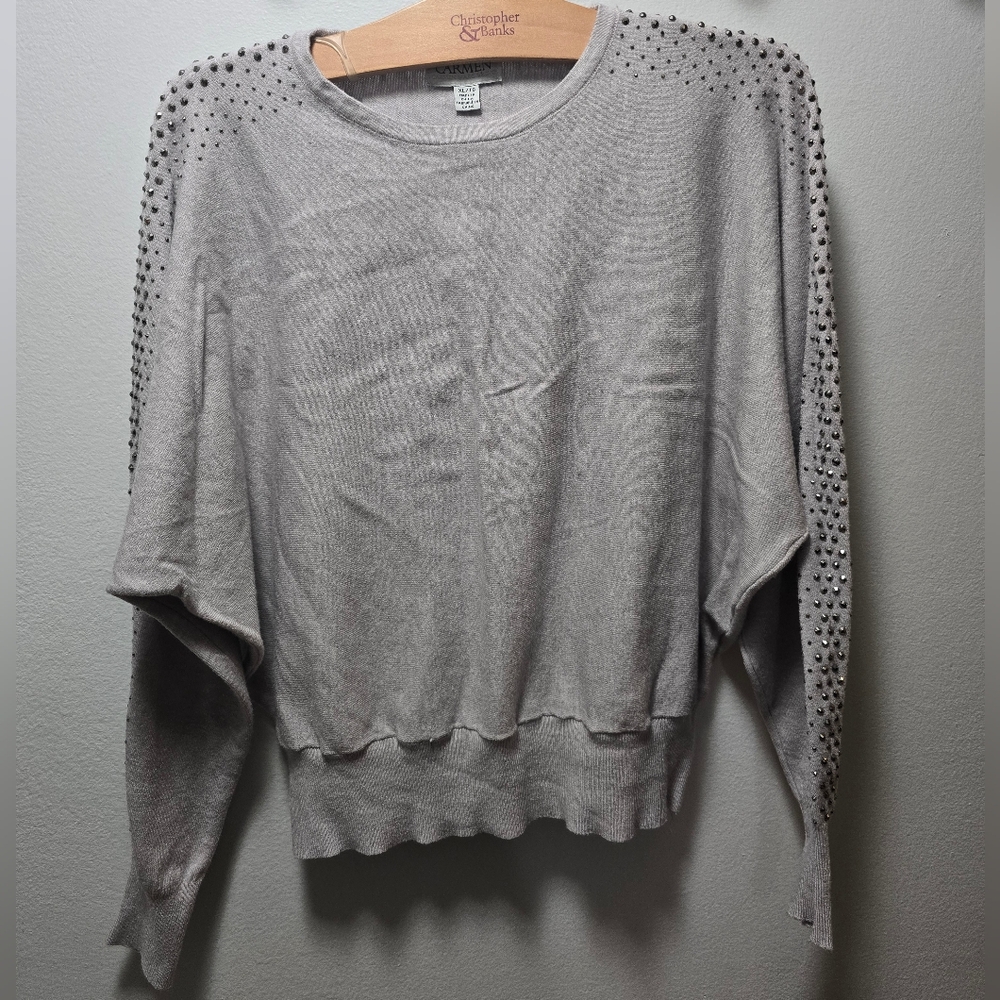 Gray Studded Women's Top